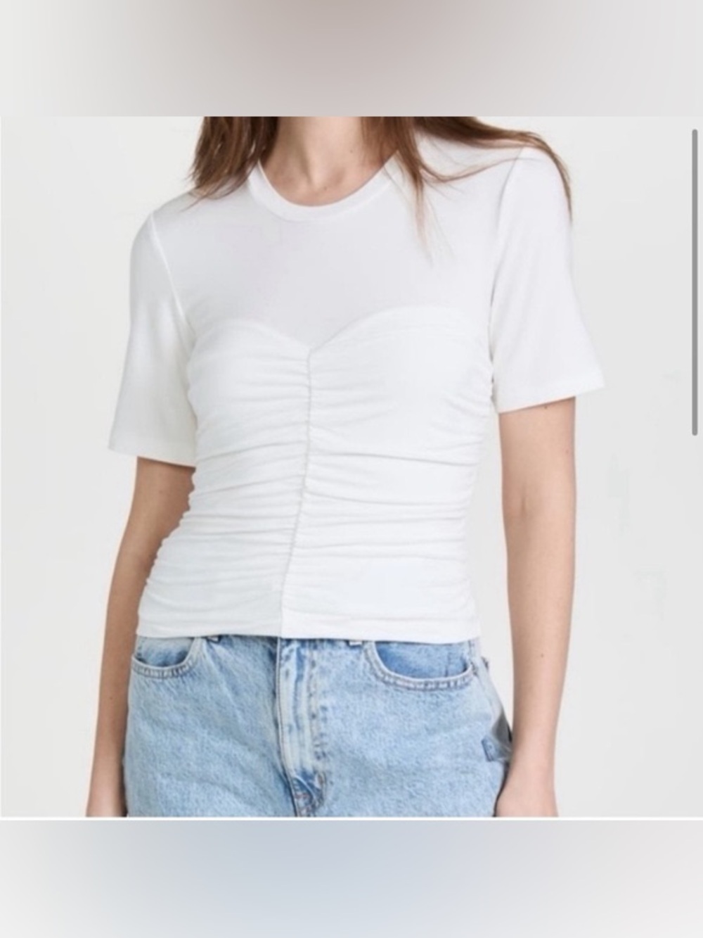 Jonathan Simkhai Standard Tansy Clean Stretch Jersey Ruched Bustier Tee - XS